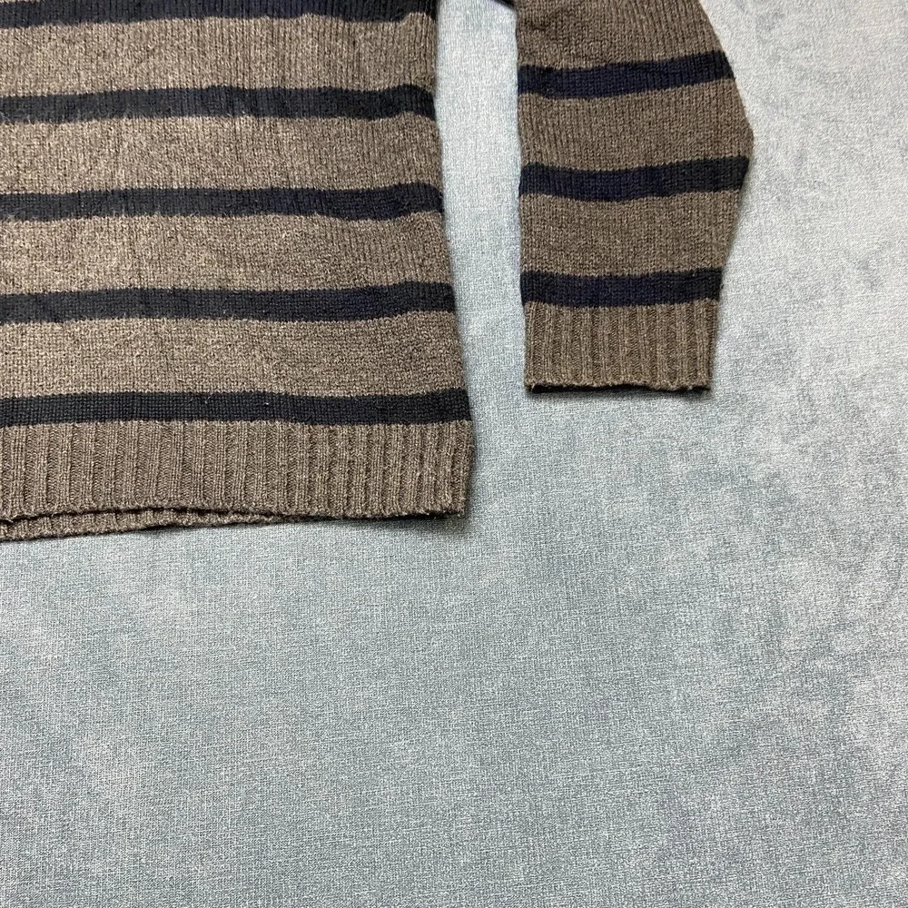 Pierre Cardin Sweater Mens XL Blue Gray Striped Acrylic Quarter Zip Tight Knit